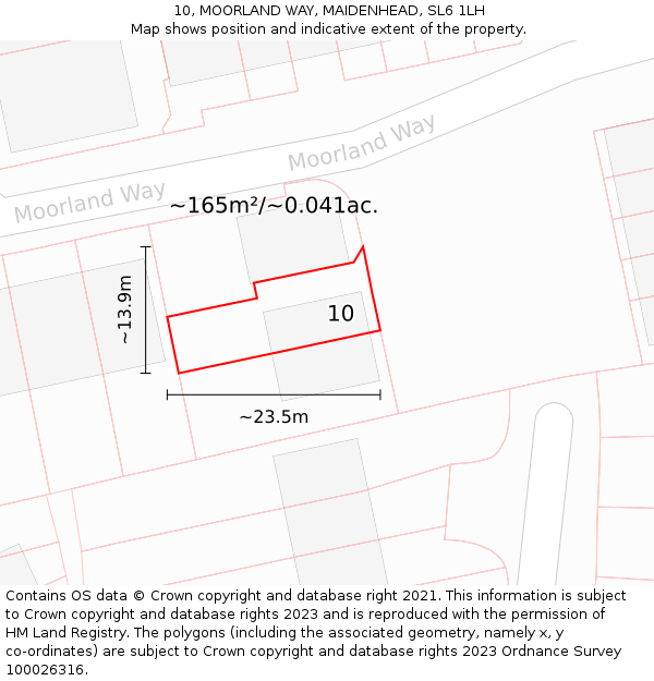 10, MOORLAND WAY, MAIDENHEAD, SL6 1LH: Plot and title map
