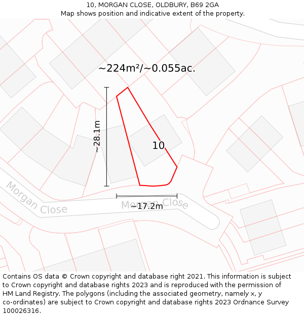10, MORGAN CLOSE, OLDBURY, B69 2GA: Plot and title map