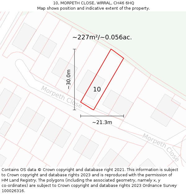 10, MORPETH CLOSE, WIRRAL, CH46 6HQ: Plot and title map