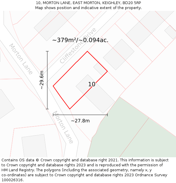 10, MORTON LANE, EAST MORTON, KEIGHLEY, BD20 5RP: Plot and title map