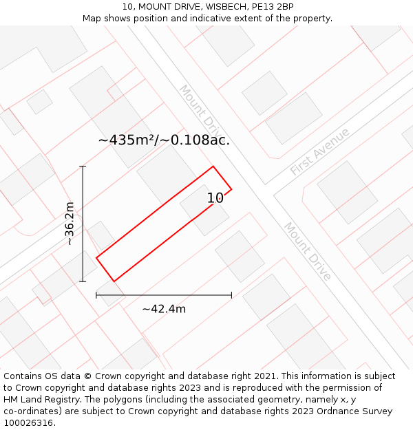 10, MOUNT DRIVE, WISBECH, PE13 2BP: Plot and title map