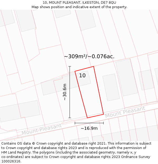 10, MOUNT PLEASANT, ILKESTON, DE7 8QU: Plot and title map