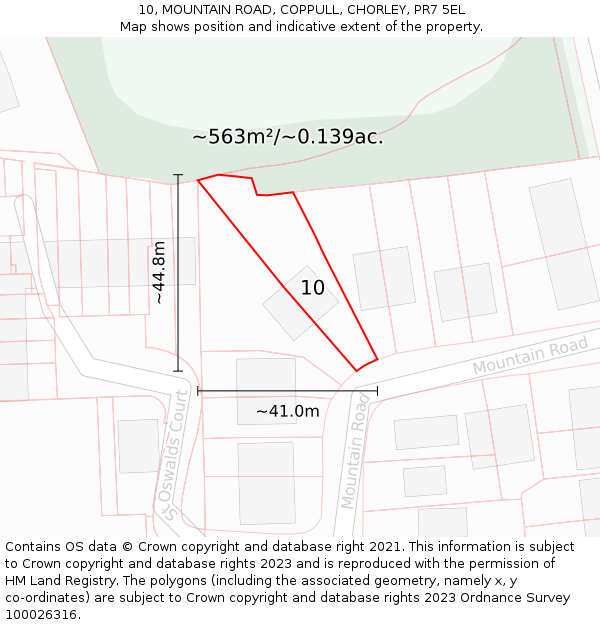 10, MOUNTAIN ROAD, COPPULL, CHORLEY, PR7 5EL: Plot and title map
