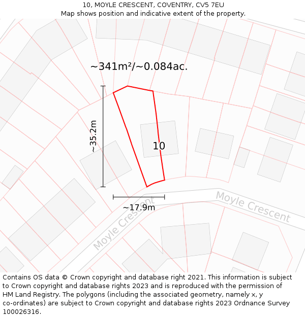 10, MOYLE CRESCENT, COVENTRY, CV5 7EU: Plot and title map