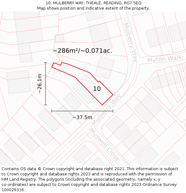 10, MULBERRY WAY, THEALE, READING, RG7 5EQ: Plot and title map
