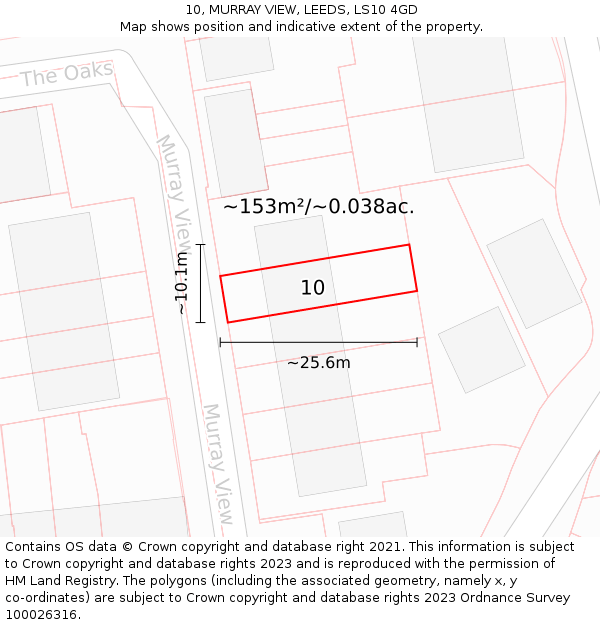 10, MURRAY VIEW, LEEDS, LS10 4GD: Plot and title map