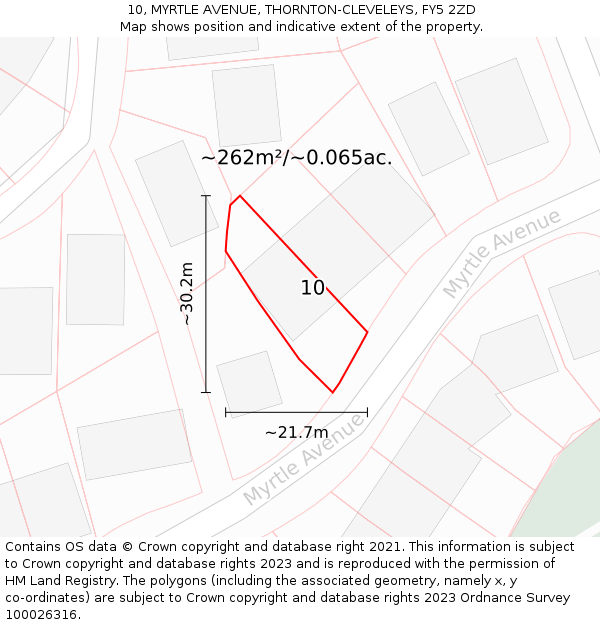 10, MYRTLE AVENUE, THORNTON-CLEVELEYS, FY5 2ZD: Plot and title map