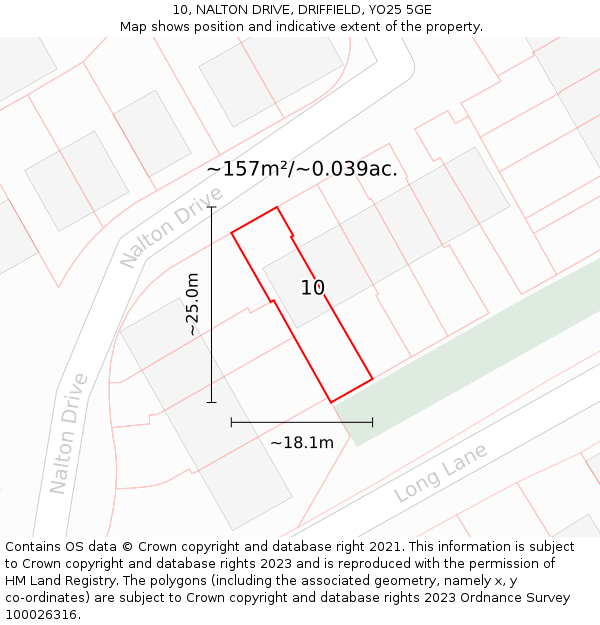 10, NALTON DRIVE, DRIFFIELD, YO25 5GE: Plot and title map