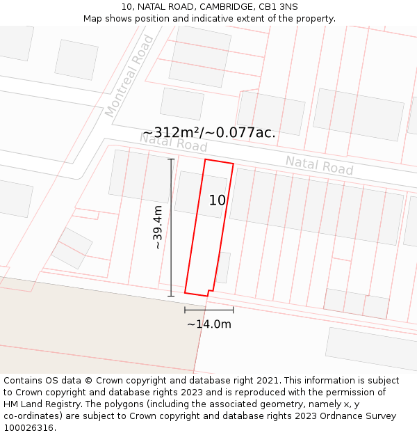 10, NATAL ROAD, CAMBRIDGE, CB1 3NS: Plot and title map