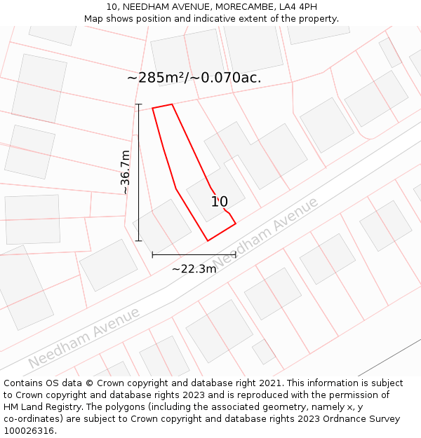 10, NEEDHAM AVENUE, MORECAMBE, LA4 4PH: Plot and title map