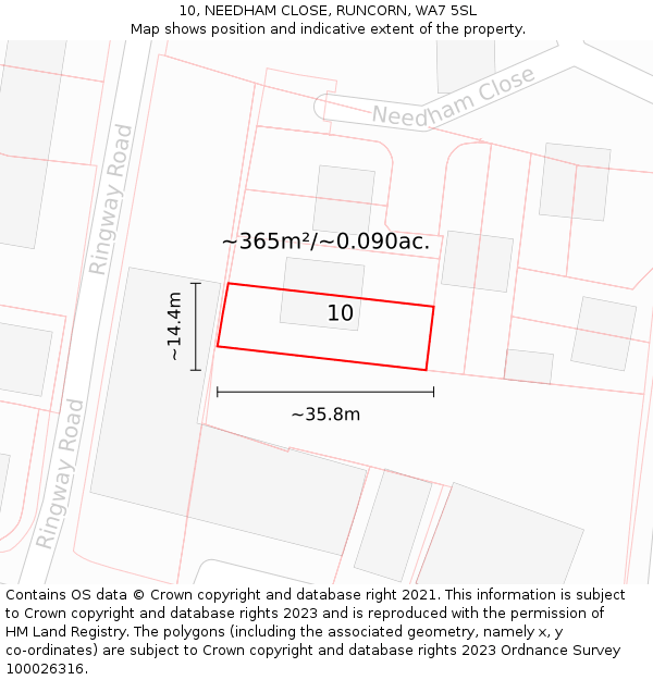 10, NEEDHAM CLOSE, RUNCORN, WA7 5SL: Plot and title map