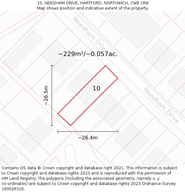 10, NEEDHAM DRIVE, HARTFORD, NORTHWICH, CW8 1RW: Plot and title map