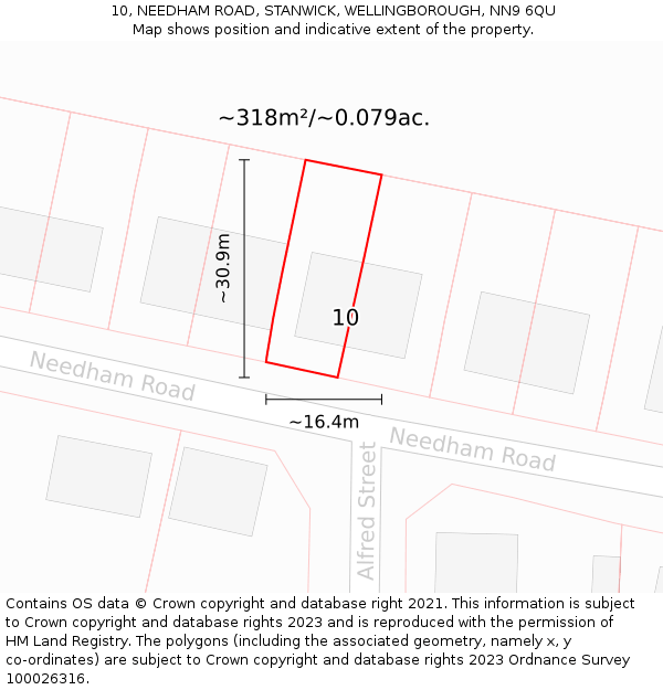 10, NEEDHAM ROAD, STANWICK, WELLINGBOROUGH, NN9 6QU: Plot and title map