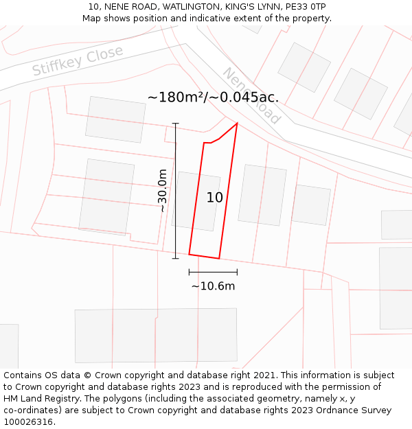 10, NENE ROAD, WATLINGTON, KING'S LYNN, PE33 0TP: Plot and title map