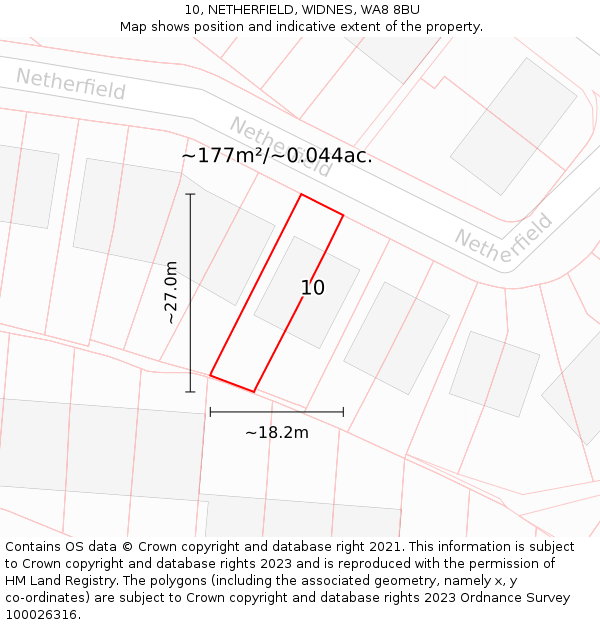 10, NETHERFIELD, WIDNES, WA8 8BU: Plot and title map
