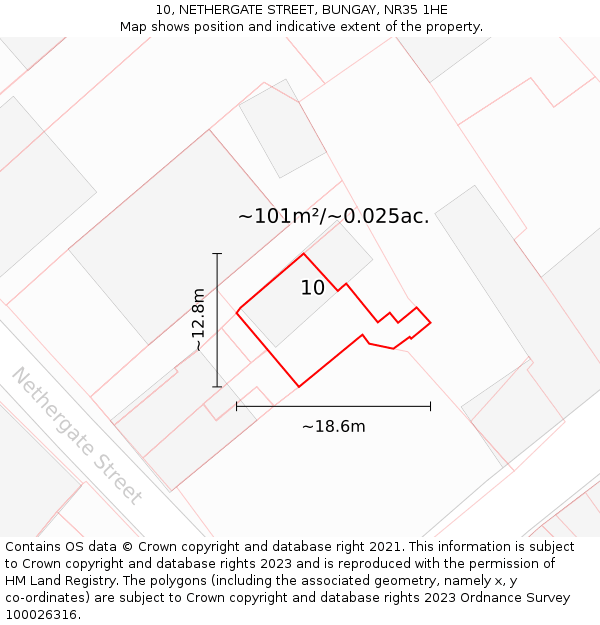 10, NETHERGATE STREET, BUNGAY, NR35 1HE: Plot and title map