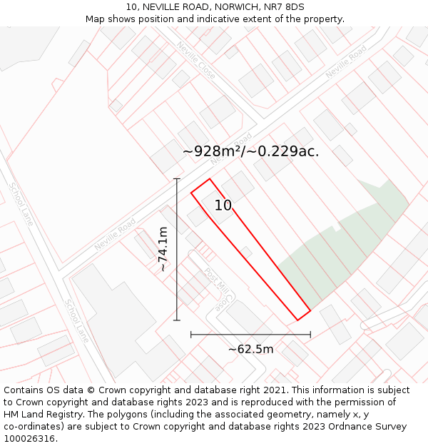 10, NEVILLE ROAD, NORWICH, NR7 8DS: Plot and title map