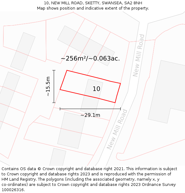 10, NEW MILL ROAD, SKETTY, SWANSEA, SA2 8NH: Plot and title map