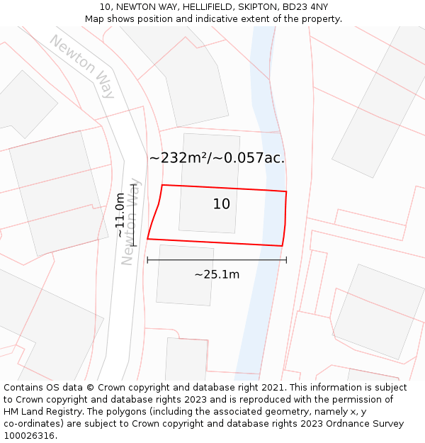 10, NEWTON WAY, HELLIFIELD, SKIPTON, BD23 4NY: Plot and title map