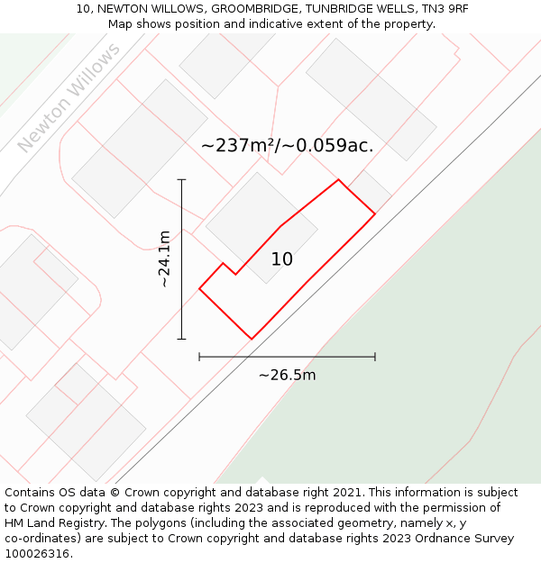 10, NEWTON WILLOWS, GROOMBRIDGE, TUNBRIDGE WELLS, TN3 9RF: Plot and title map