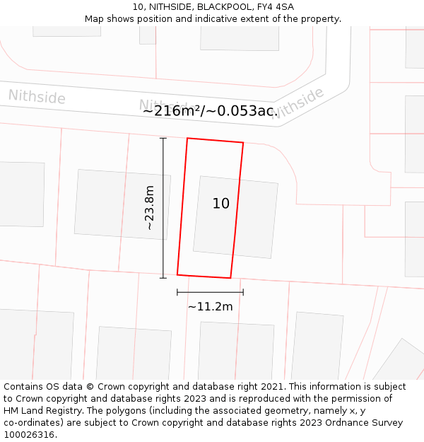 10, NITHSIDE, BLACKPOOL, FY4 4SA: Plot and title map