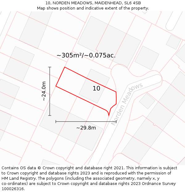 10, NORDEN MEADOWS, MAIDENHEAD, SL6 4SB: Plot and title map