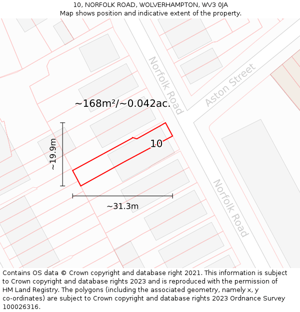 10, NORFOLK ROAD, WOLVERHAMPTON, WV3 0JA: Plot and title map