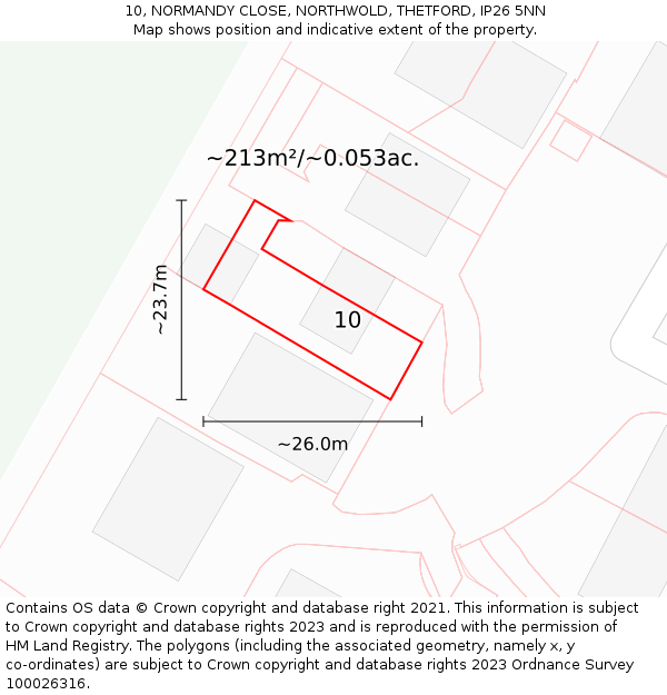 10, NORMANDY CLOSE, NORTHWOLD, THETFORD, IP26 5NN: Plot and title map