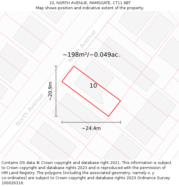 10, NORTH AVENUE, RAMSGATE, CT11 9BT: Plot and title map