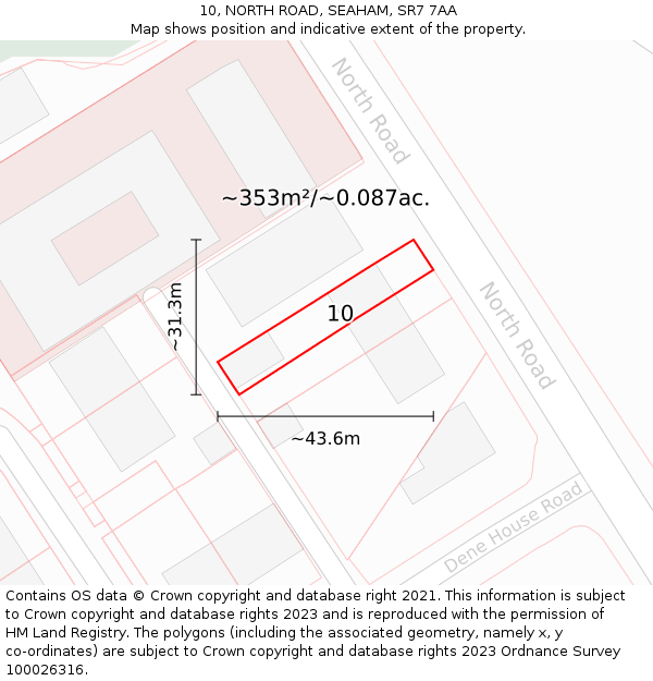 10, NORTH ROAD, SEAHAM, SR7 7AA: Plot and title map