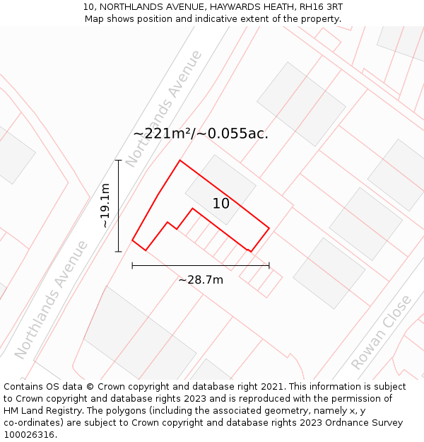 10, NORTHLANDS AVENUE, HAYWARDS HEATH, RH16 3RT: Plot and title map