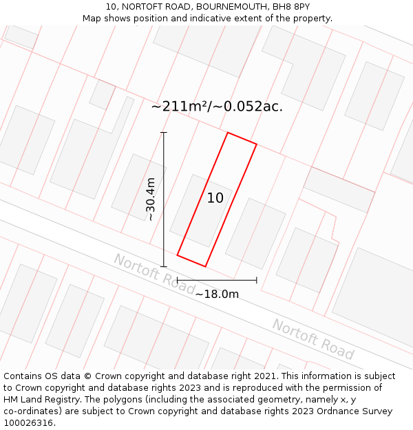 10, NORTOFT ROAD, BOURNEMOUTH, BH8 8PY: Plot and title map