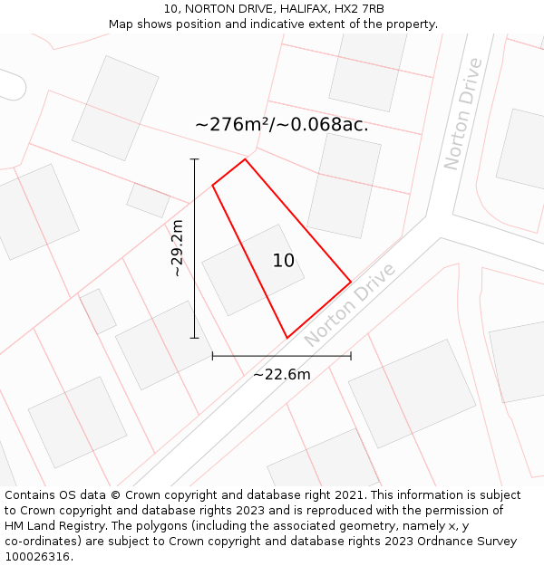 10, NORTON DRIVE, HALIFAX, HX2 7RB: Plot and title map