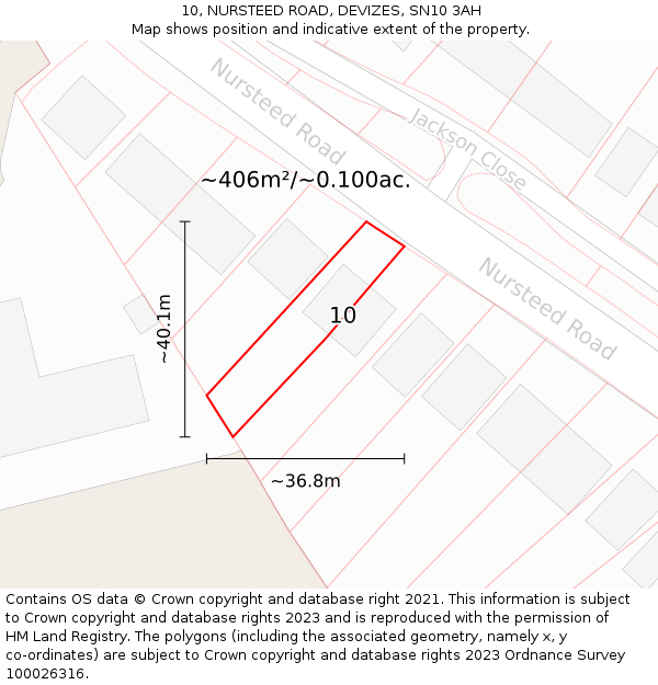10, NURSTEED ROAD, DEVIZES, SN10 3AH: Plot and title map