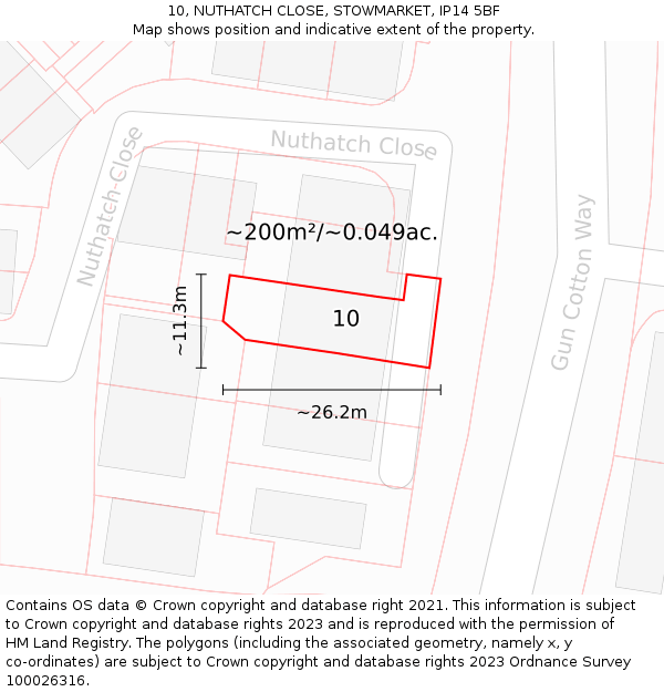 10, NUTHATCH CLOSE, STOWMARKET, IP14 5BF: Plot and title map
