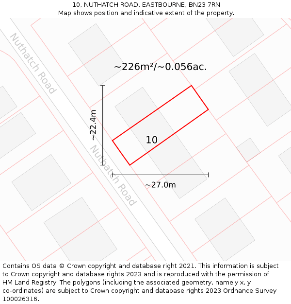 10, NUTHATCH ROAD, EASTBOURNE, BN23 7RN: Plot and title map