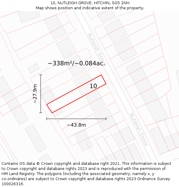 10, NUTLEIGH GROVE, HITCHIN, SG5 2NH: Plot and title map