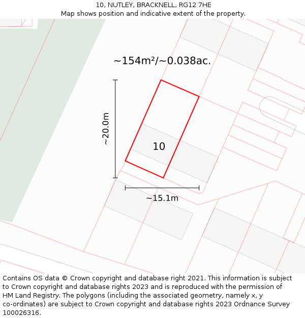 10, NUTLEY, BRACKNELL, RG12 7HE: Plot and title map