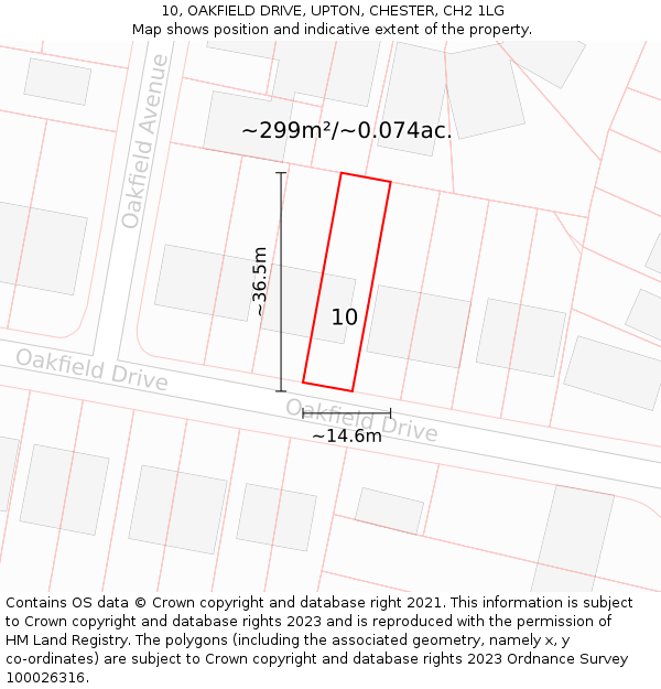 10, OAKFIELD DRIVE, UPTON, CHESTER, CH2 1LG: Plot and title map
