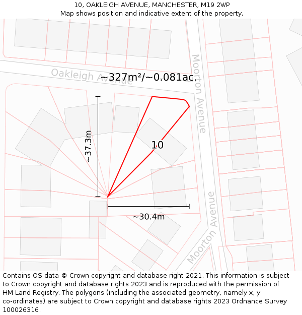 10, OAKLEIGH AVENUE, MANCHESTER, M19 2WP: Plot and title map