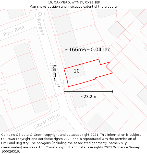 10, OAKMEAD, WITNEY, OX28 1EF: Plot and title map