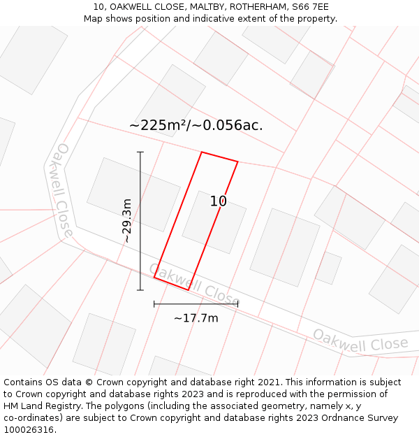 10, OAKWELL CLOSE, MALTBY, ROTHERHAM, S66 7EE: Plot and title map