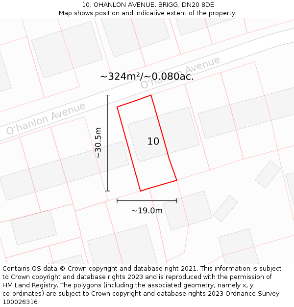 10, OHANLON AVENUE, BRIGG, DN20 8DE: Plot and title map