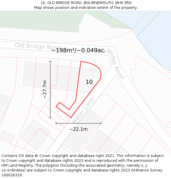 10, OLD BRIDGE ROAD, BOURNEMOUTH, BH6 5RG: Plot and title map