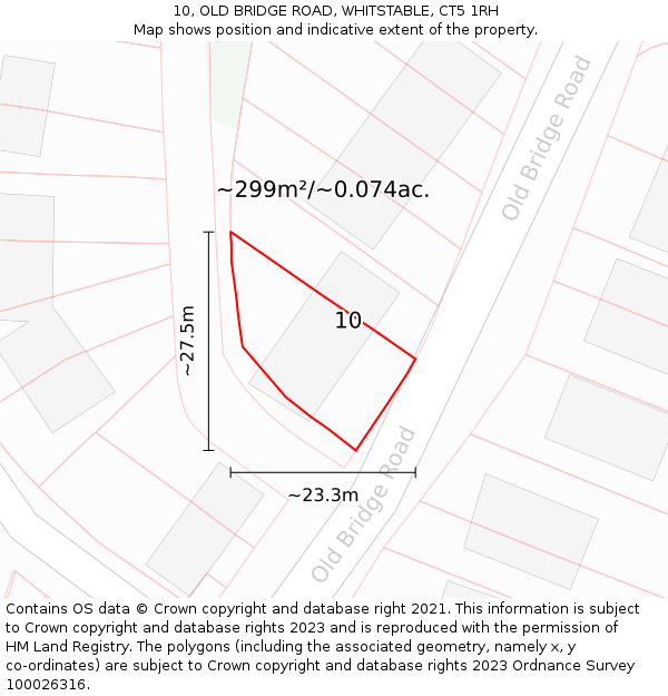10, OLD BRIDGE ROAD, WHITSTABLE, CT5 1RH: Plot and title map