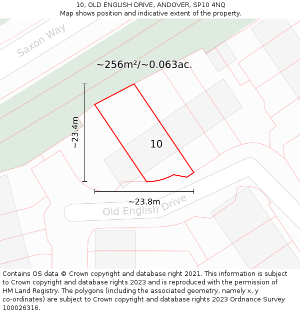 10, OLD ENGLISH DRIVE, ANDOVER, SP10 4NQ: Plot and title map