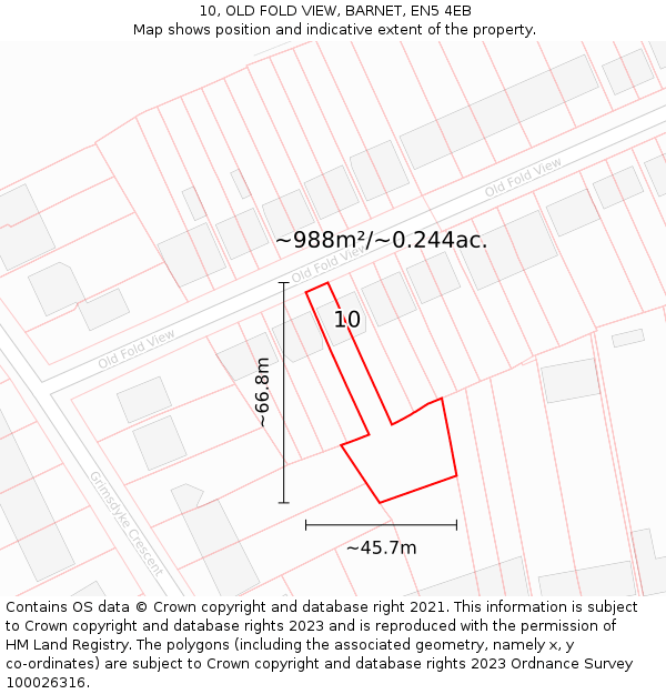 10, OLD FOLD VIEW, BARNET, EN5 4EB: Plot and title map