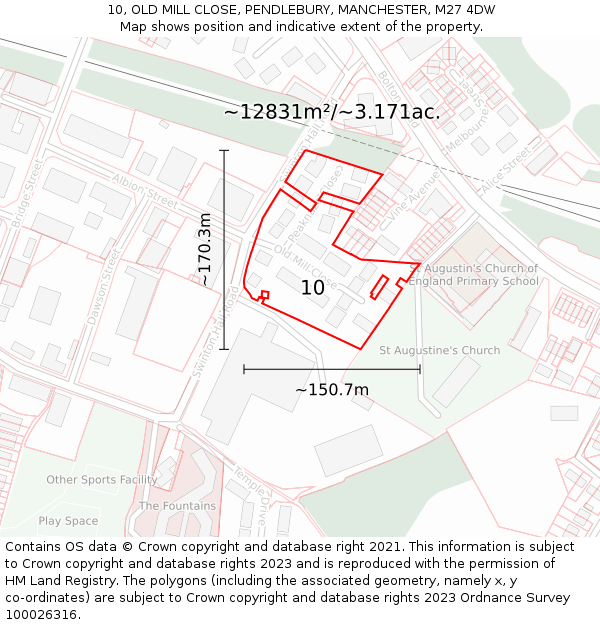 10, OLD MILL CLOSE, PENDLEBURY, MANCHESTER, M27 4DW: Plot and title map