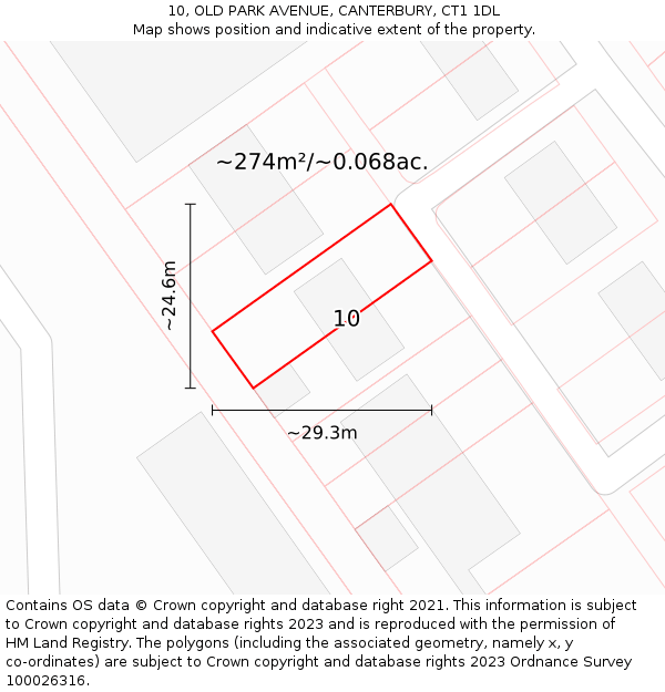 10, OLD PARK AVENUE, CANTERBURY, CT1 1DL: Plot and title map
