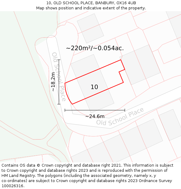 10, OLD SCHOOL PLACE, BANBURY, OX16 4UB: Plot and title map